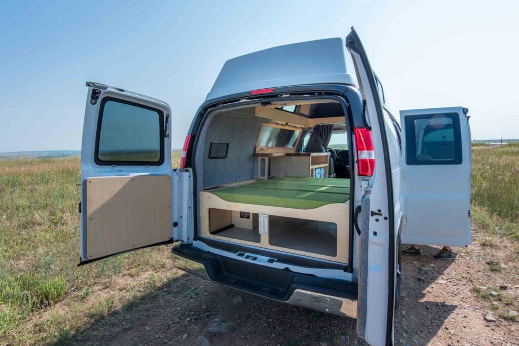 chevy van with bed in back